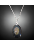 Pendentif Obsidienne Œil céleste ovale Argent 925 sur chaîne