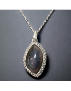 Pendentif Obsidienne Œil céleste Argent 925 sur chaîne