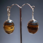 Boucles Œil de tigre Ovales serties Argent 925 (s)