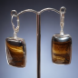 Boucles Œil de tigre Rectangles serties Argent 925 (s)