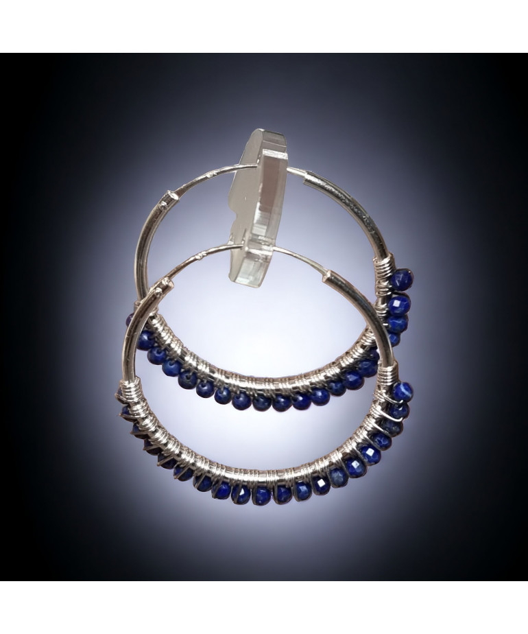 Boucles Lapis-lazuli Créoles Argent 925