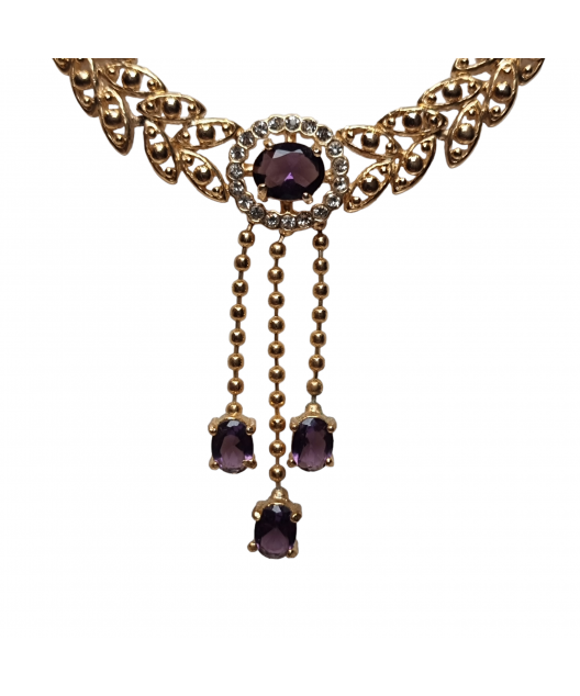 Collier Améthyste Plaqué or 20 micron