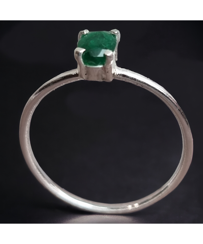 Bague Emeraude Argent 925 Taille 60