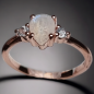 Bague Pierre de lune & Aigue marine Argent 925 plaqué or rose