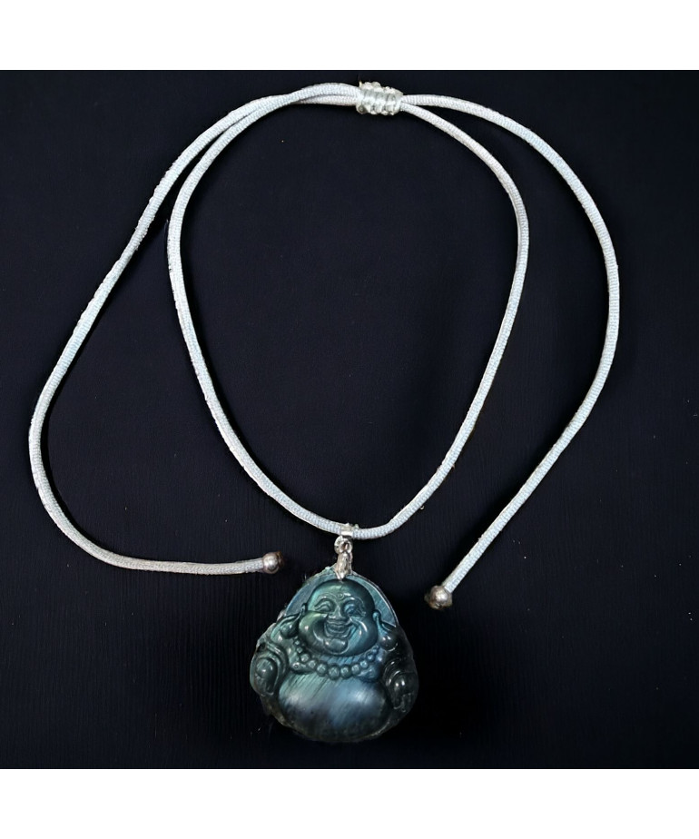 Pendentif Labradorite Bouddha sur cordon réglable