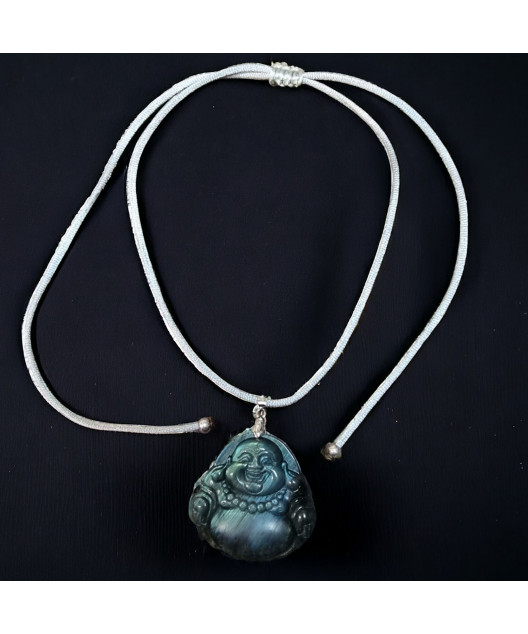 Pendentif Labradorite Bouddha sur cordon réglable