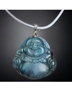 Pendentif Labradorite Bouddha sur cordon réglable