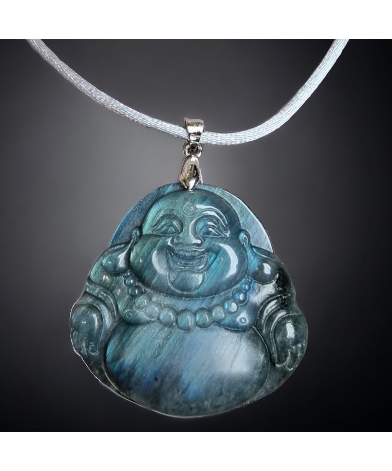 Pendentif Labradorite Bouddha sur cordon réglable