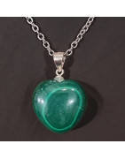 Pendentif Malachite Cœur avec chaine