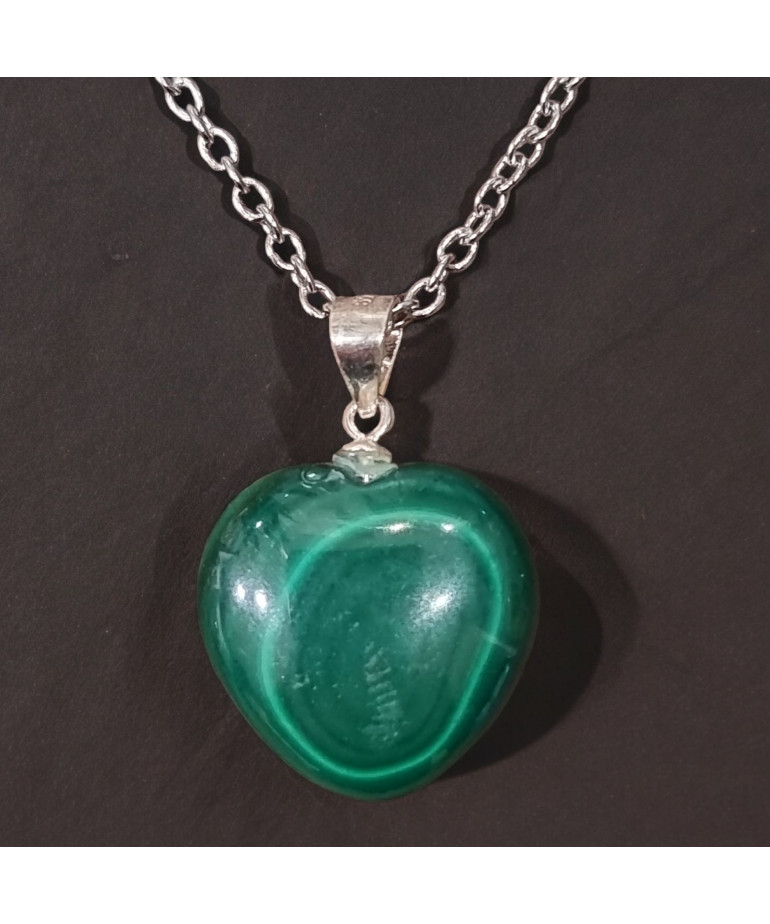 Pendentif Malachite Cœur avec chaine