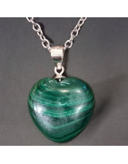 Pendentif Malachite Cœur avec chaine