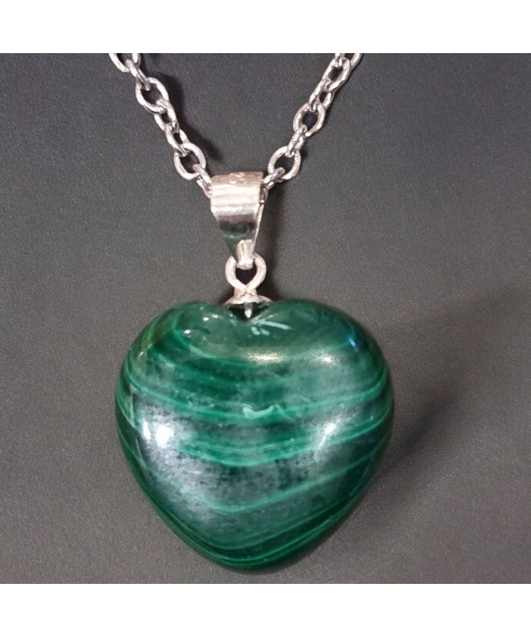 Pendentif Malachite Cœur avec chaine