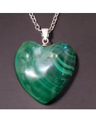 Pendentif Malachite Cœur avec chaine