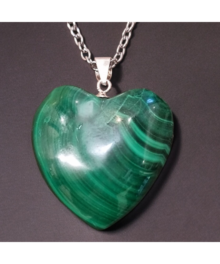 Pendentif Malachite Cœur avec chaine