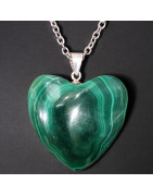 Pendentif Malachite Cœur avec chaine