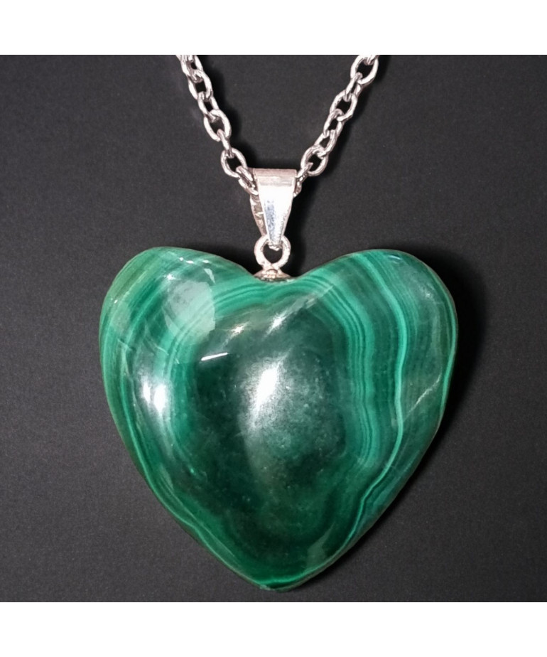 Pendentif Malachite Cœur avec chaine