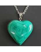 Pendentif Malachite Cœur avec chaine