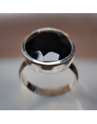 Bague Spinelle noire facettée Argent 925 Taille 61