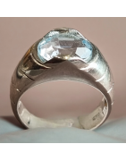 Bague Topaze bleue argent 925 Taille 54