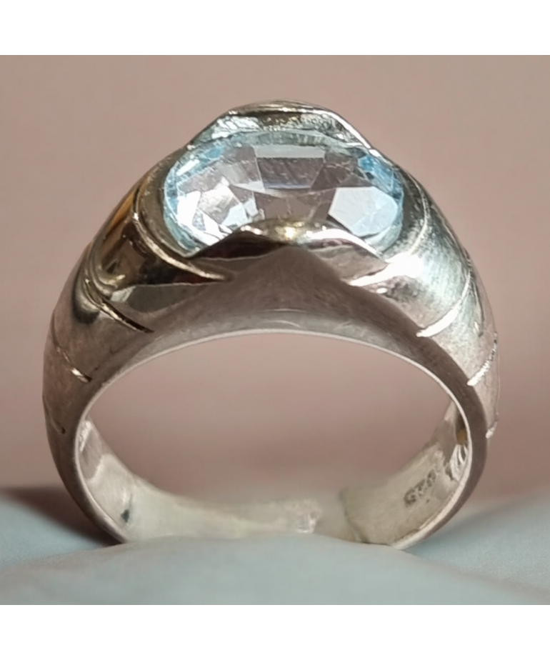 Bague Topaze bleue argent 925 Taille 54