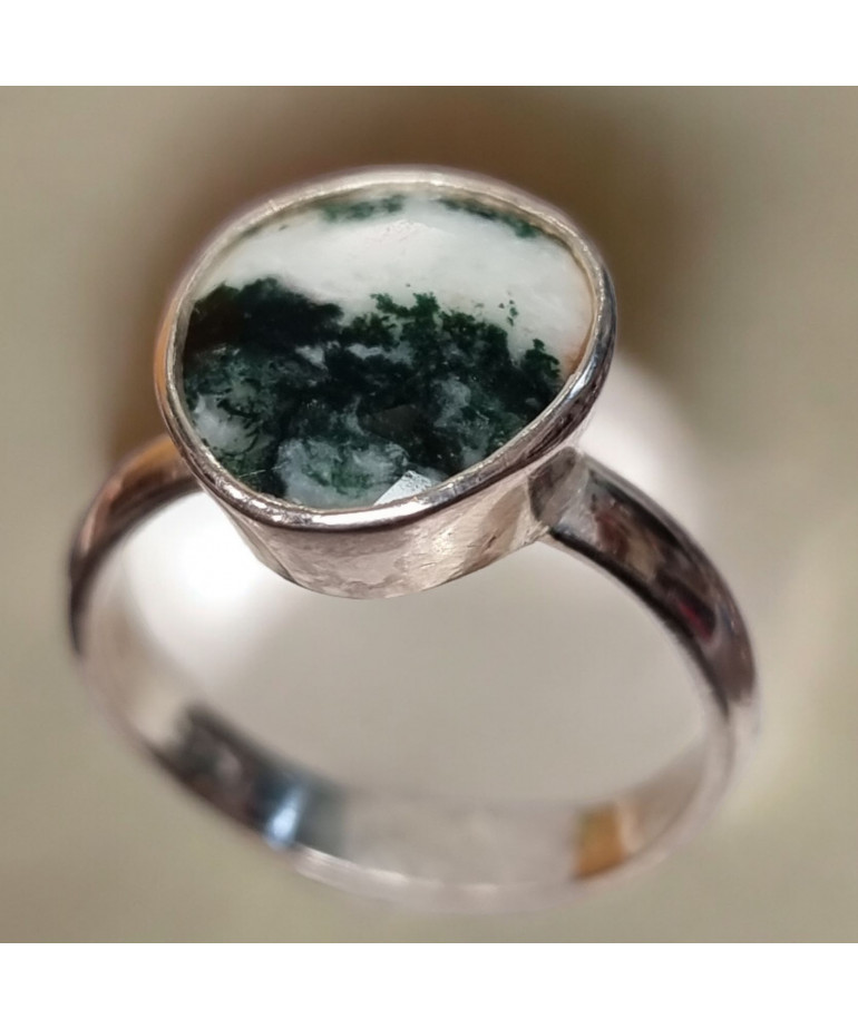 Bague Agate Arbre Argent 925 Taille 59
