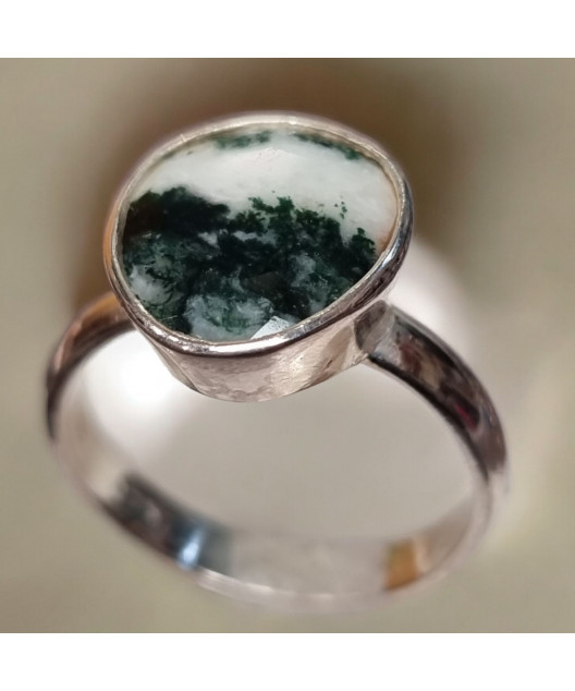 Bague Agate Arbre Argent 925 Taille 59