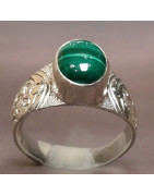 Bague Malachite Argent 925 Taille 59