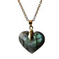 Pendentif Labradorite cœur avec chaîne dorée