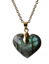 Pendentif Labradorite cœur avec chaîne dorée