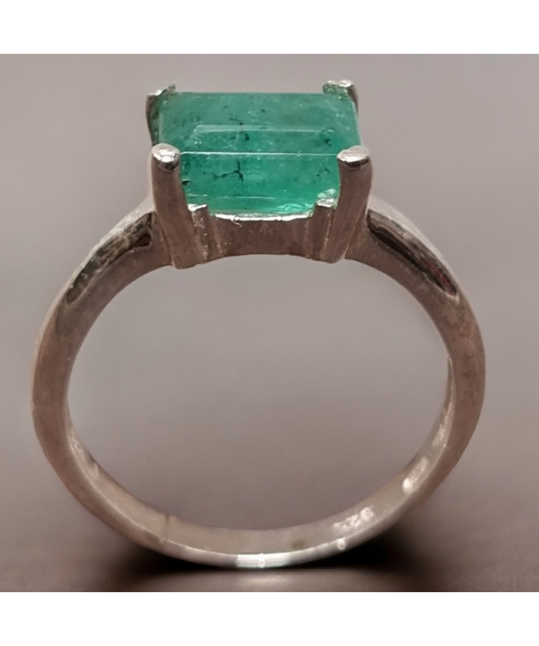 Bague Emeraude Argent 925 Taille 59
