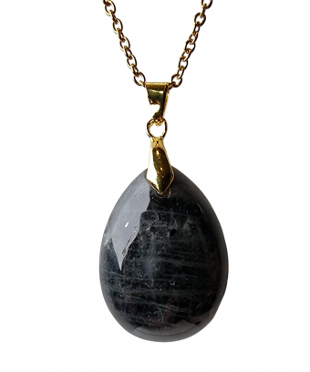 Pendentif Labradorite ovale avec chaîne dorée