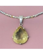 Pendentif Quartz lemon sur collier Quartz lemon facetté Argent 925
