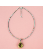 Pendentif Quartz lemon sur collier Quartz lemon facetté Argent 925