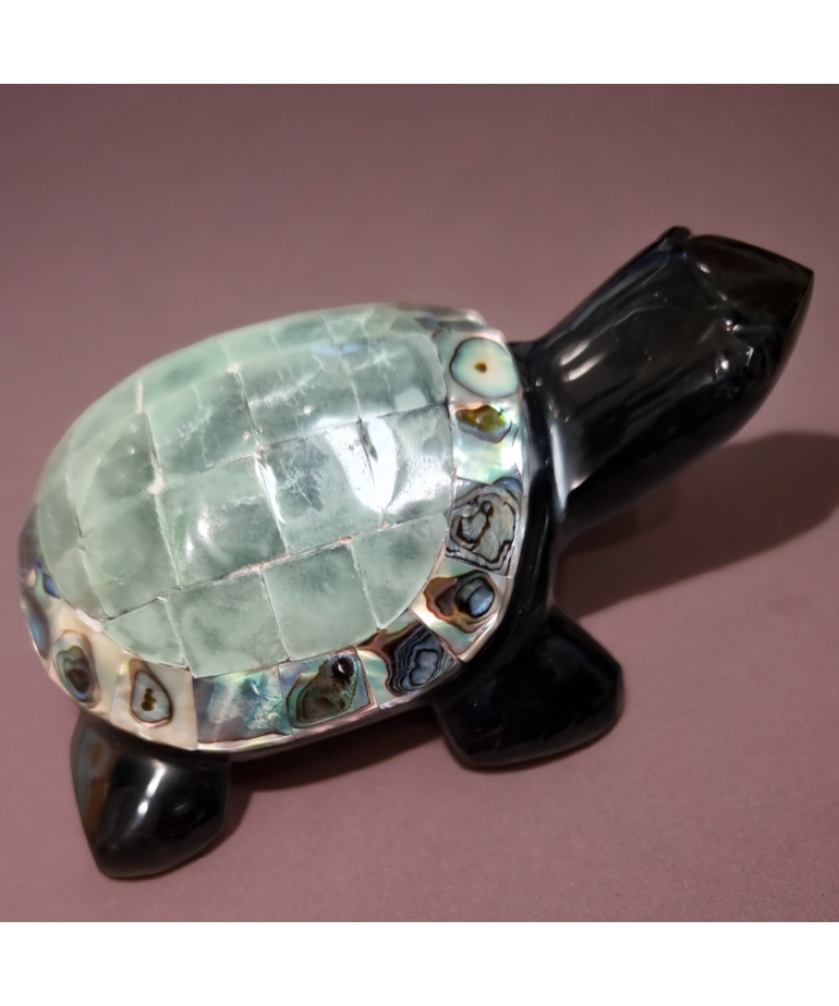 Tortue Obsidienne Nacre d'Ormeau & Jade GM