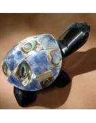 Tortue Obsidienne Nacre d'Ormeau & Sodalite pm