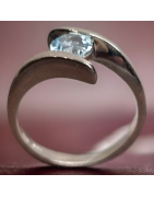 Bague Topaze bleue argent 925 Taille 61