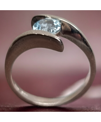 Bague Topaze bleue argent 925 Taille 61
