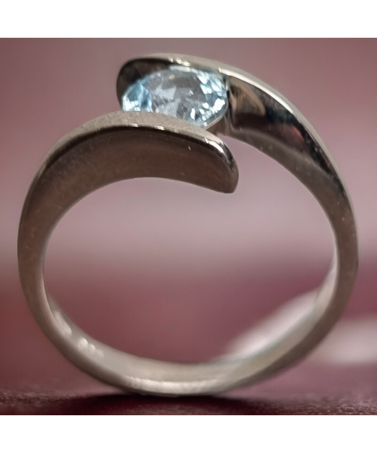 Bague Topaze bleue argent 925 Taille 61