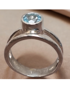 Bague Topaze bleue argent 925 Taille 54