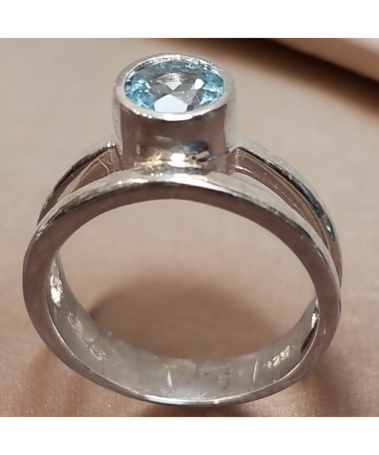 Bague Topaze bleue argent 925 Taille 54