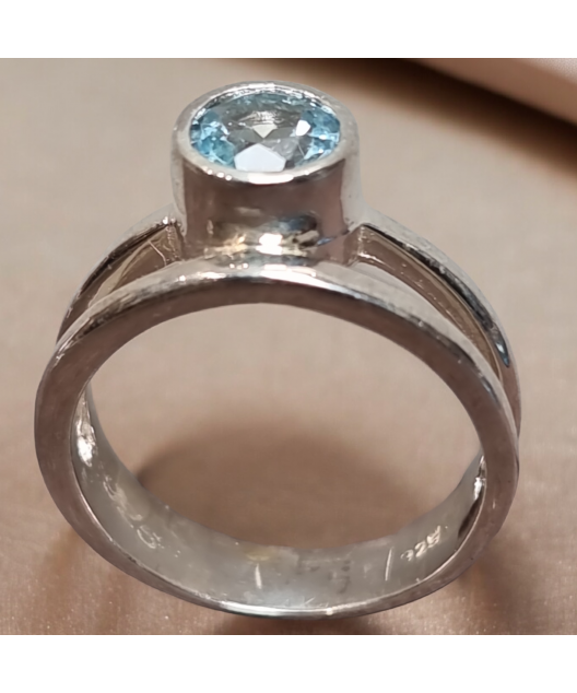 Bague Topaze bleue argent 925 Taille 54