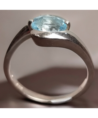 Bague Topaze bleue argent 925 Taille 60