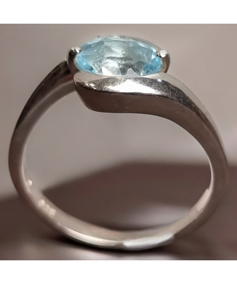Bague Topaze bleue argent 925 Taille 60