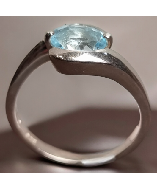 Bague Topaze bleue argent 925 Taille 60