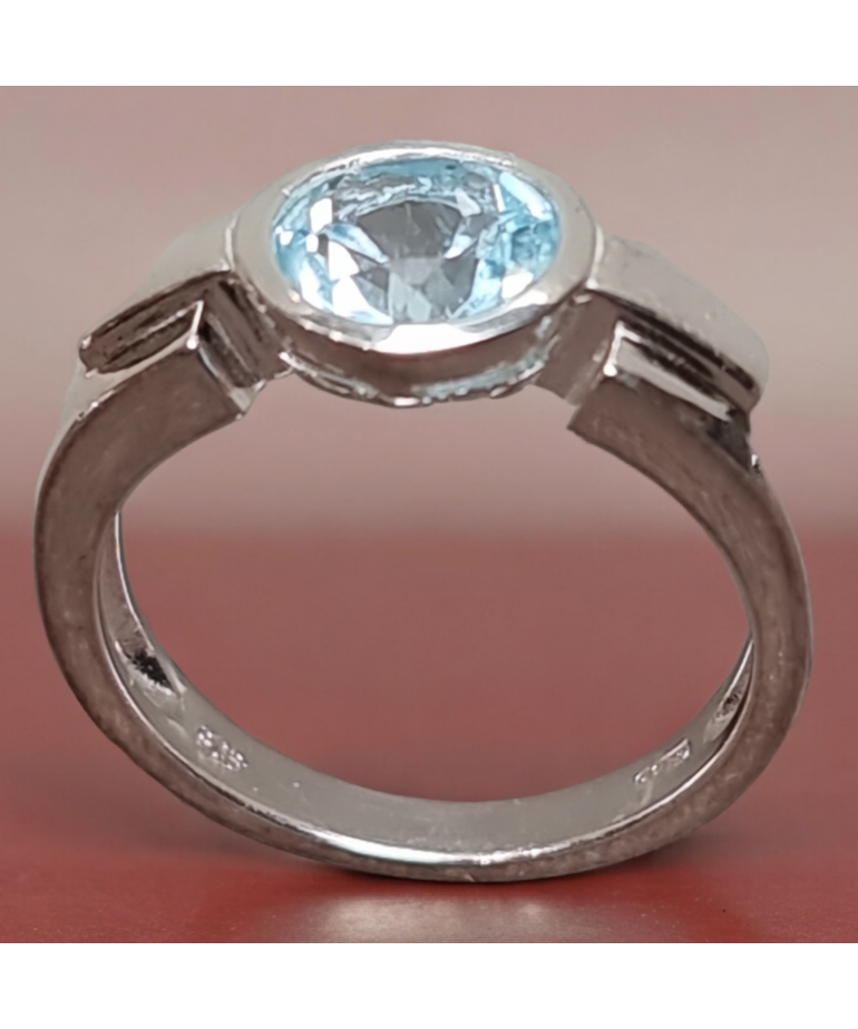 Bague Topaze bleue argent 925 Taille 53