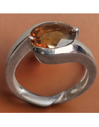 Bague Grenat Orange Argent 925 Taille 54