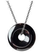 Pendentif Hématite Donut avec Chaîne (s)