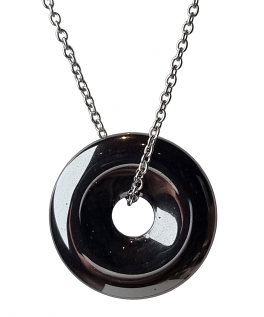 Pendentif Hématite Donut avec Chaîne (s)