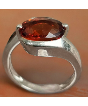 Bague Grenat Orange Argent 925 Taille 52