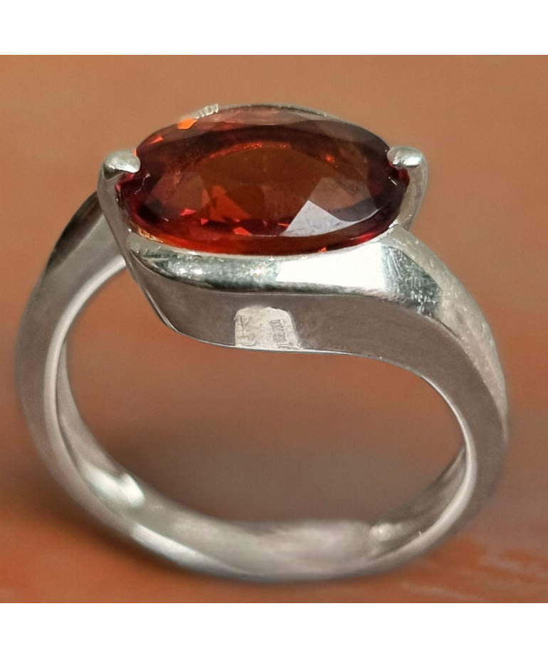 Bague Grenat Orange Argent 925 Taille 52